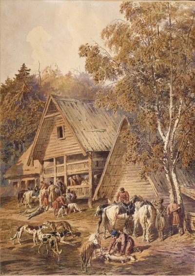 A vadászok, 1863 alkotó: Pyotr Petrovich Sokolov