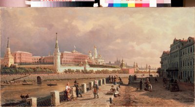 Kilátás a Kremlre a moszkvai Sophia rakpartról - Pjotr ​​Petrovics Verescsagin (Pjotr ​​Verescsagin) festménye (1836-1886), olaj, vászon alkotó: Pjotr ​​​​Petrowitsch Wereschtschagin