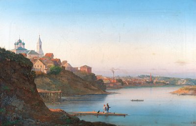 A moszkvai Krutitsy-i Dormition templom a háttérben a Szimonov-kolostorral, 1858. alkotó: Pyotr Sergeevich Stepanov