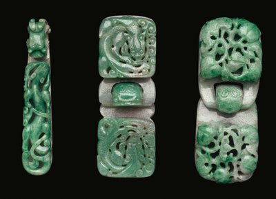Jadeit övkampók és csatok csoportja alkotó: Qing Dynasty Chinese School