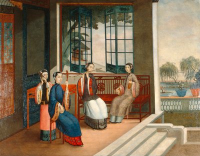 Zenészek, 1800 körül (olaj, vászon) alkotó: Qing Dynasty Chinese School