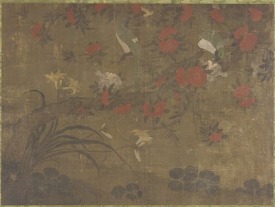 Gránátalmát evő papagájok, 17-18. század alkotó: Qing Dynasty Chinese School