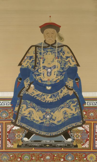 Oboi (1610-1669 körül), Kangxi császár uralkodása alatti régens portréja (tinta és szín, selyem) alkotó: Qing Dynasty Chinese School