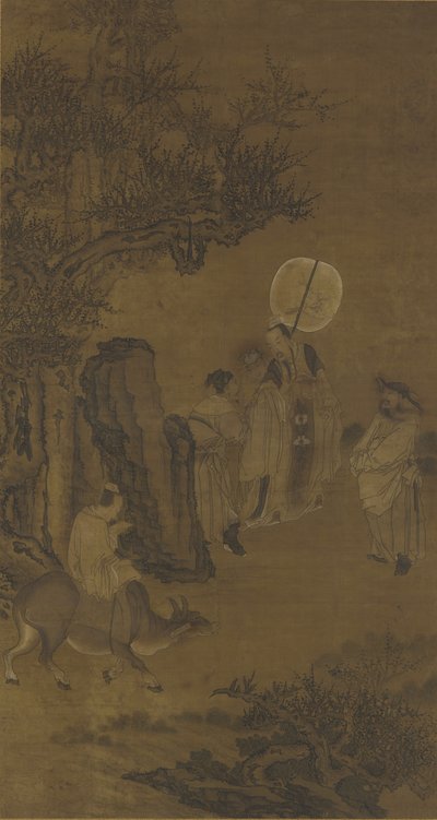 Yang Su miniszterelnök és a szorgalmas fiatalok, 17-18. század (tinta és szín a selyemtáblán) alkotó: Qing Dynasty Chinese School