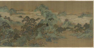 Folyói táj kék-zöld színben, 17-18. század alkotó: Qing Dynasty Chinese School