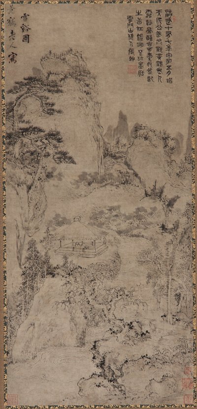 Thunder Creek (tinta szürke papíron) alkotó: Qing Dynasty Chinese School