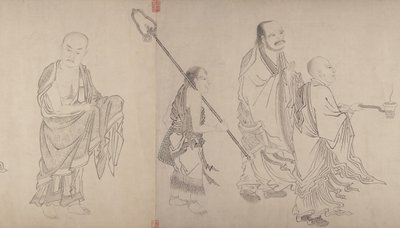 A tizenhat luohan, 16. század. alkotó: Qiu Ying