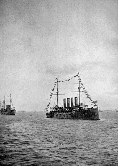 Tengerészeti szemle Portsmouth partjainál, 1907, 1908. alkotó: Queen Alexandra