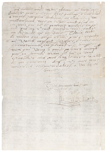 I. Erzsébet francia nyelvű levele Navarrai Henriknek, később IV. Henriknek, 1585 körül alkotó: Queen Elizabeth I of England and