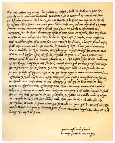 I. Mária királynő levele Lord Seymour of Sudeley-hez, 1547. június 4-én. alkotó: Queen Mary I