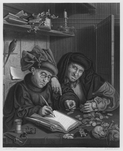A fösvények, a képről a Királyi Gyűjteményben (metszet) alkotó: Quentin (after) Massys or Metsys