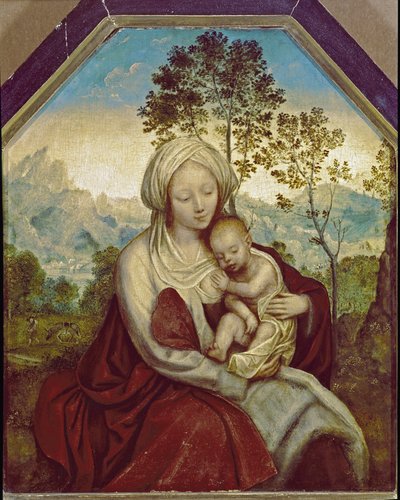 Madonna és a gyermek (tempera és olaj, fa alkotó: Quentin Massys or Metsys