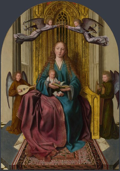 A szűz és a trónoló gyermek, négy angyallal, c. 1495 alkotó: Quentin Massys or Metsys