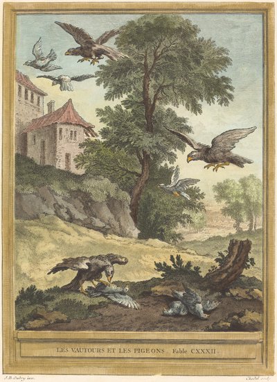 Keselyűk és galambok alkotó: Quentin Pierre Chedel after Jean Baptiste Oudry