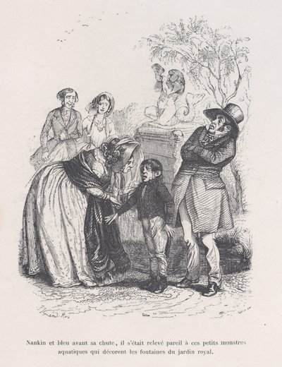 Felemelkedett, mint azok a kis tengeri szörnyek, amelyek a szökőkutakat díszítik. a Kis nyomorúságból..., 1843. alkotó: Quichon