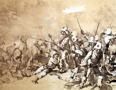 Adoua-i csata az olaszok és Etiópia között 1896-ban, Q. Cenni. SD. 1896 körül. alkotó: Quinto Cenni