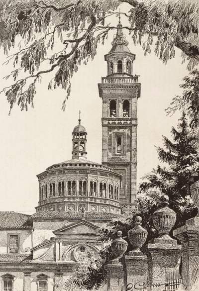 Beata Vergine dei Miracoli Sanctuary, Saronno, Olaszország, metszet Quinto Cenni rajzából, L