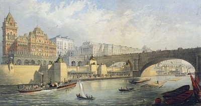 „Thames Embankment – Steam Boat Landing Pier at Waterloo”, London, 1864 alkotó: RM Bryson