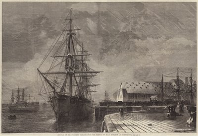 Peabody úr földi maradványainak elszállítása a vasútról a kikötői HMS Monarchra alkotó: R. Dudley