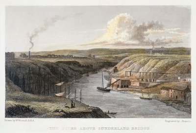 The Wear Sunderland Iron Bridge felett, 1829. alkotó: R Francis