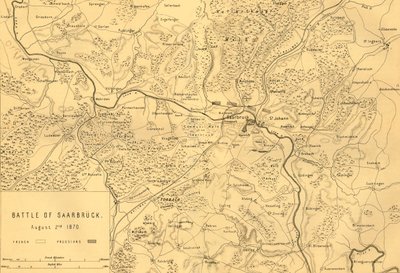 A saarbrückeni csata térképe, 1870. augusztus 2., 1872. c. alkotó: R. Walker