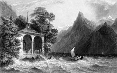 Tells Chapel, Uri-tó, Svájc, 1836. alkotó: R. Wallis