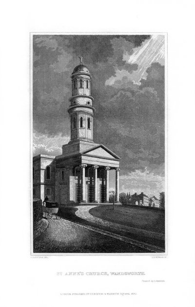St Annes Church, Wandsworth, London, 1830. alkotó: R. Winkles