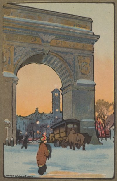 Washington Arch a téli alkonyban, 1914. alkotó: Rachael Robinson Elmer