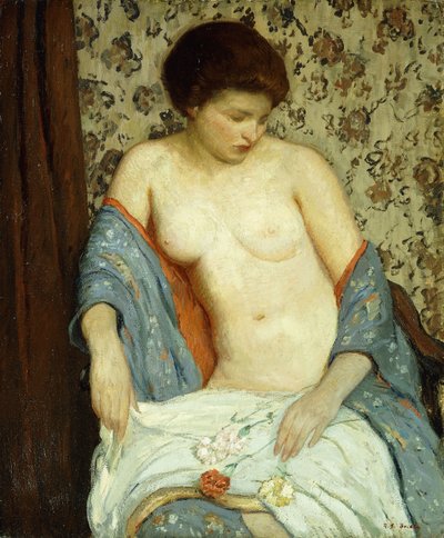 Akt kék kimonóval (olaj, vászon) alkotó: Rae Sloan Bredin