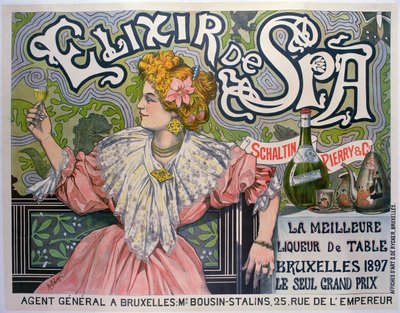 „Elixir de Spa” belga likőrt reklámozó plakát alkotó: Raff (1861 1952)