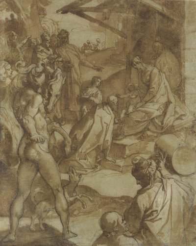 A mágusok imádása, 1550-78. alkotó: Raffaellino da Reggio
