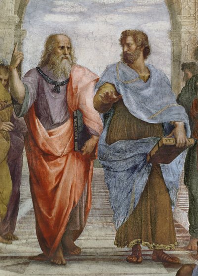 Arisztotelész és Platón: az athéni iskola részlete, 1510-11 freskórészlet a 472-ből alkotó: Raffaello Sanzio Raphael