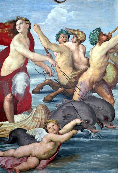 Galatea, részlet mermenekről és delfinekről, 1506 freskórészlet az 56473-ból alkotó: Raffaello Sanzio Raphael