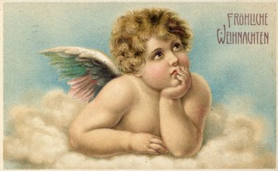 Német karácsonyi üdvözlőlap Raffaello kerubjával alkotó: Raffaello Sanzio Raphael