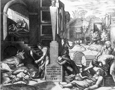 A pestis az állatokban és az emberekben alkotó: Raffaello Sanzio Raphael