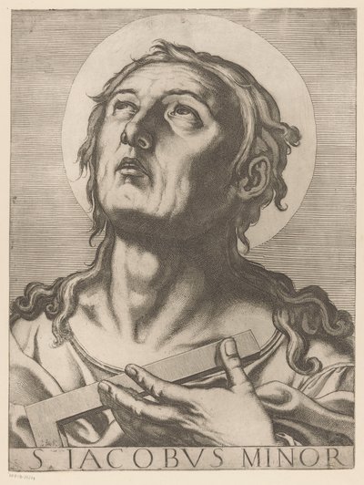 Heilige Jakobus de Mindere Kisebb Szent Jakab (cím a tárgyon) Christ, Mary en de twaalf apostelen (sorozat címe) The Sacred Apostoli College (sorozat címe) alkotó: Raffaello Schiaminossi