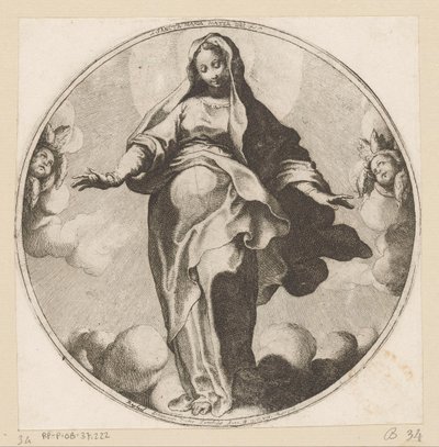 Mária a felhőkben Sancta Maria Mater Dei (cím a tárgyon) alkotó: Raffaello Schiaminossi