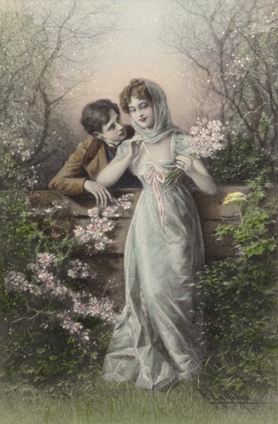 Pár támaszkodva egy kerítésre alkotó: Raimund Ritter Von Brennerstein Wichera