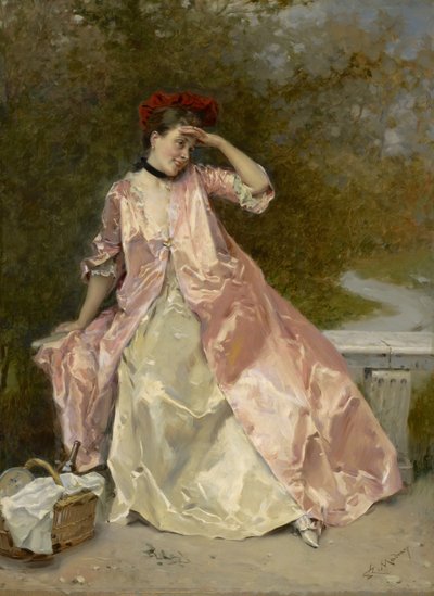 Nő piknikkosárral, 1890 körül alkotó: Raimundo de Madrazo y Garreta