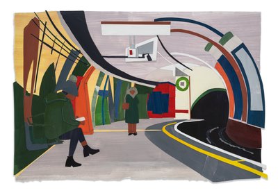 Hampstead Tube, 2023 (akril és kollázs papírra) alkotó: Raina Goran