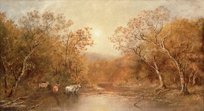 Tájkép tehenekkel (olaj, vászon) alkotó: Ralph Albert Blakelock