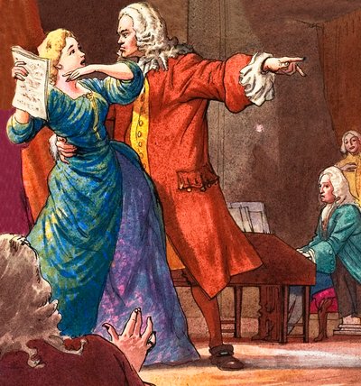 Händel egy temperamentumos operaénekest próbál megfékezni. alkotó: Ralph Bruce