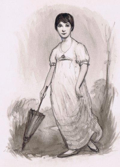 A fiatal Jane Austen (ceruza és akvarell) alkotó: Ralph Bruce