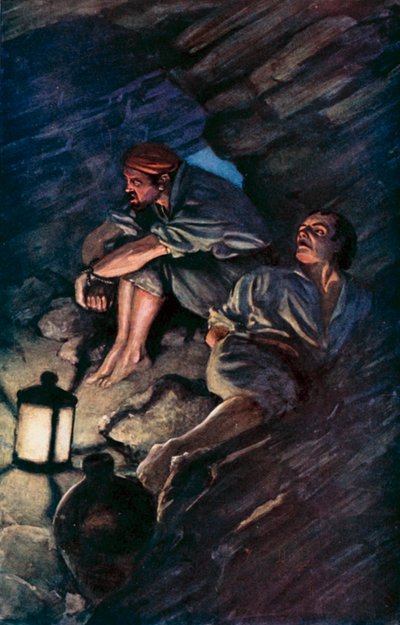Illusztráció Robinson Crusoe-hoz, Daniel Defoe (színes litó) alkotó: Ralph Noel Pocock