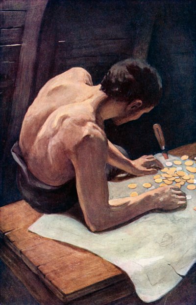 Illusztráció Robinson Crusoe-hoz, Daniel Defoe (színes litó) alkotó: Ralph Noel Pocock