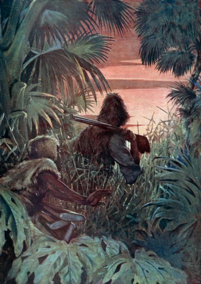 Illusztráció Robinson Crusoe-hoz, Daniel Defoe (színes litó) alkotó: Ralph Noel Pocock