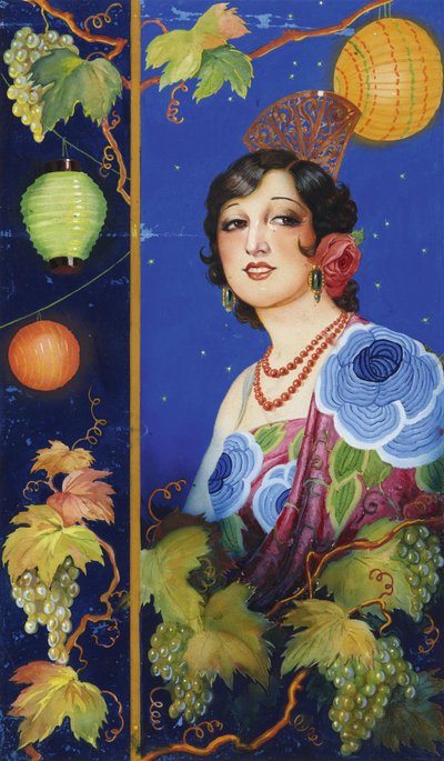 Fiatal nő kendővel, 1925 körül (guache papíron) alkotó: Ramón José Izquierdo y Garrido