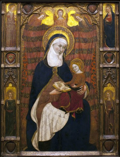 Szent Anna és a Szűz – Ramons Destorrents (14. század), Arnau (14. század) és Jaume Ferrer Bassa (1281-1348) festménye - tempera fára, 1350 körül (Szent Anna és Szűz, Ramons Destorrents, Arnau e Ferrer Bassa, tempera panelen, kb 1 alkotó: Ramon Destorrents