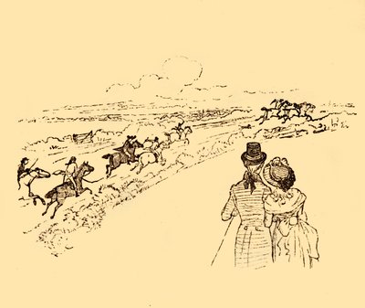 A bámészkodók nézik, ahogy John Gilpint üldözik a vidéken, 1878, 1918. alkotó: Randolph Caldecott