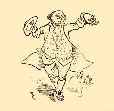 John Gilpins barátja kölcsön ad neki egy parókát és egy kalapot, 1878, c1918. alkotó: Randolph Caldecott